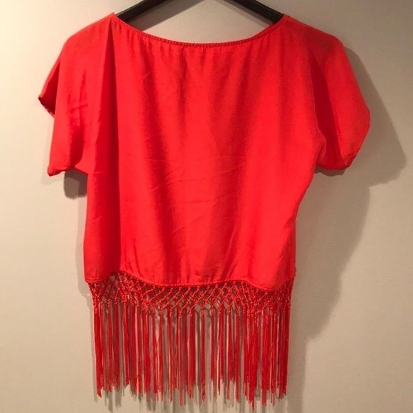 MICHAEL KORS Coral Fringe Boxy Fit Top - Picture 4 of 8